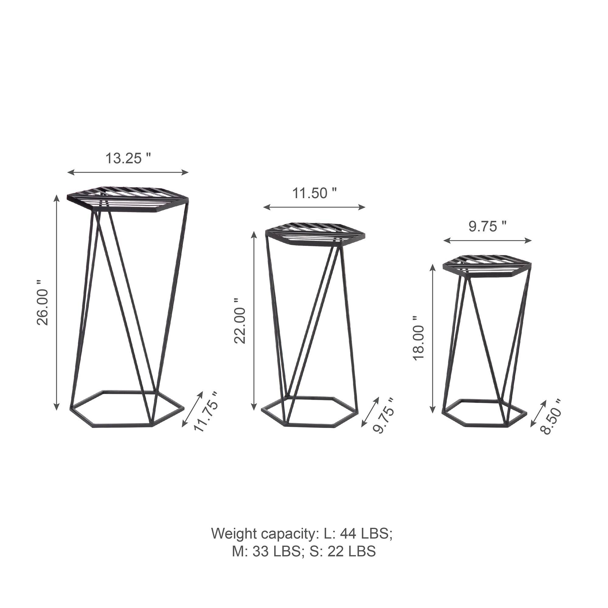 Glitzhome® Modern Hexagon Black Metal Planter Set